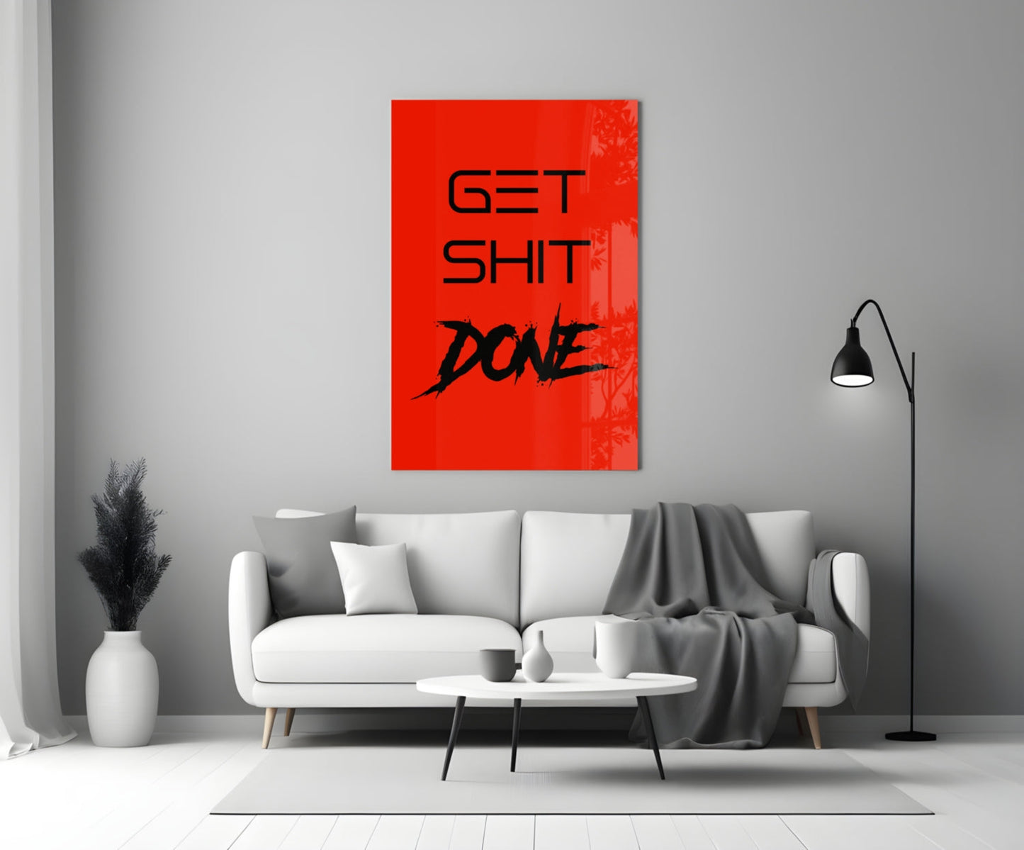 Get Shit Done Red Glass Wall Art