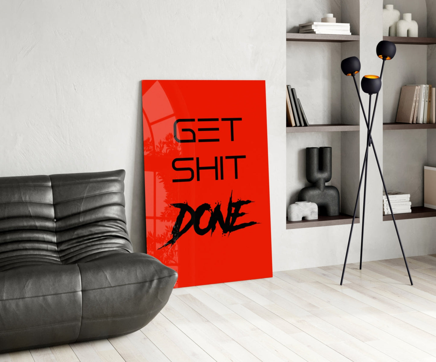 Get Shit Done Red Glass Wall Art
