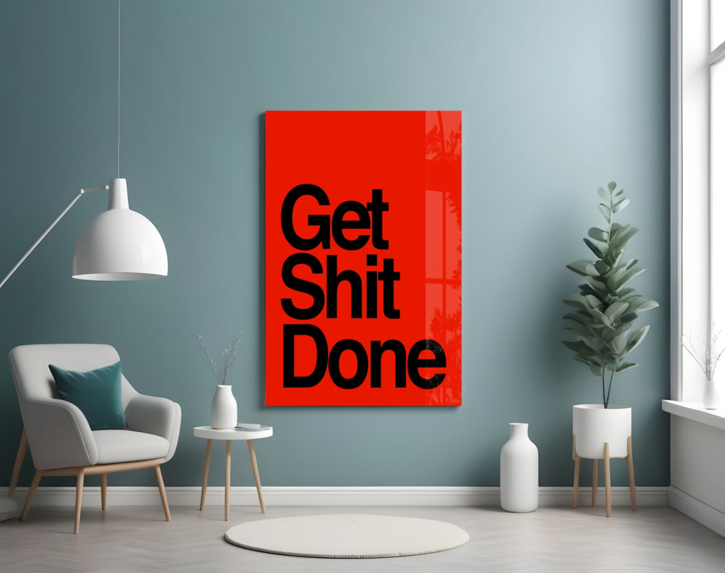 Get Shit Done Bold Red Glass Wall Art
