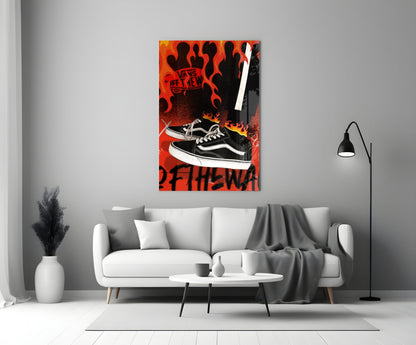 Classic Skate Shoe Glass Wall Art || Designers Collection