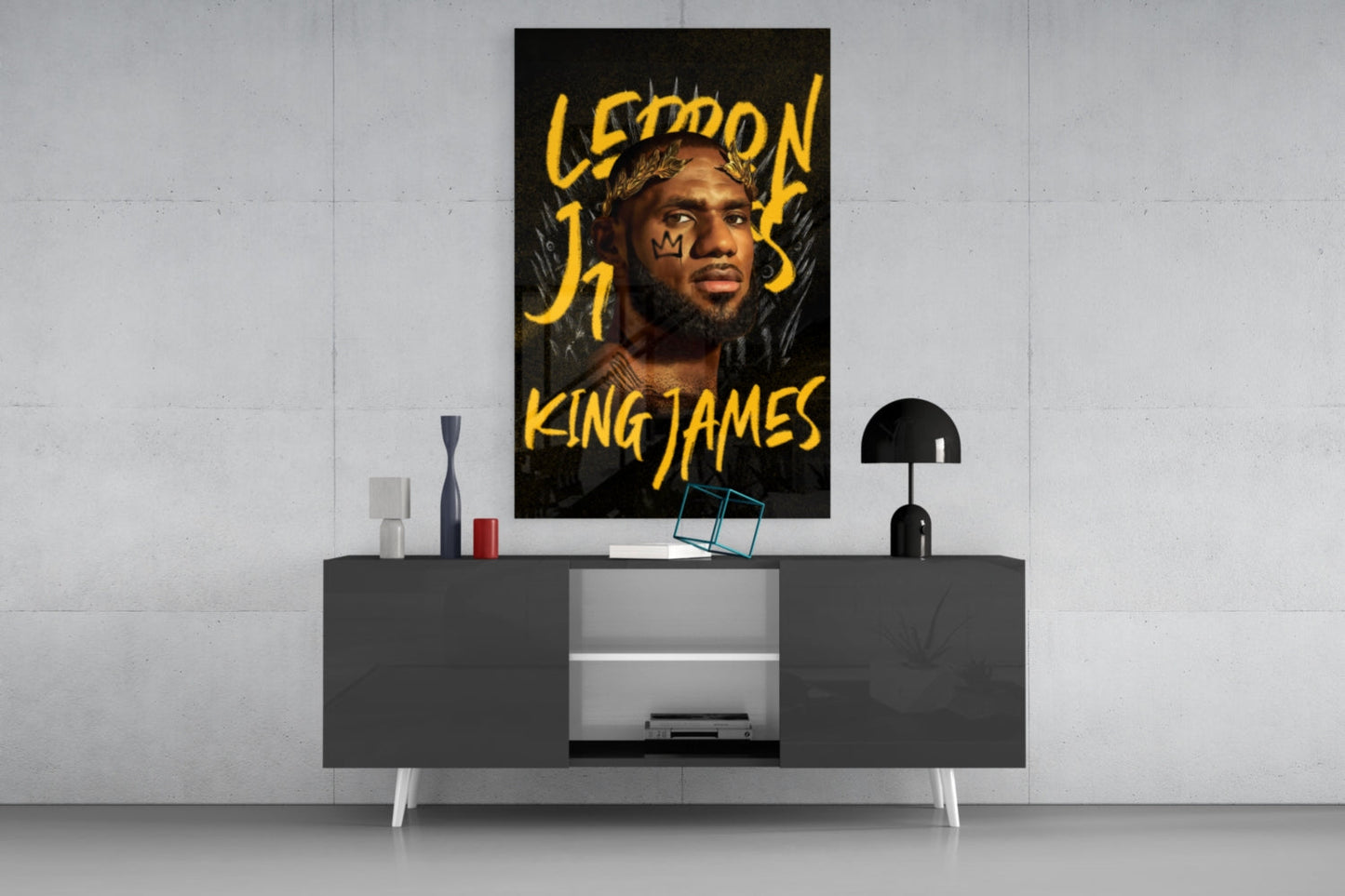 Crowned Basketball Champion Glass Wall Art || Designer Collection