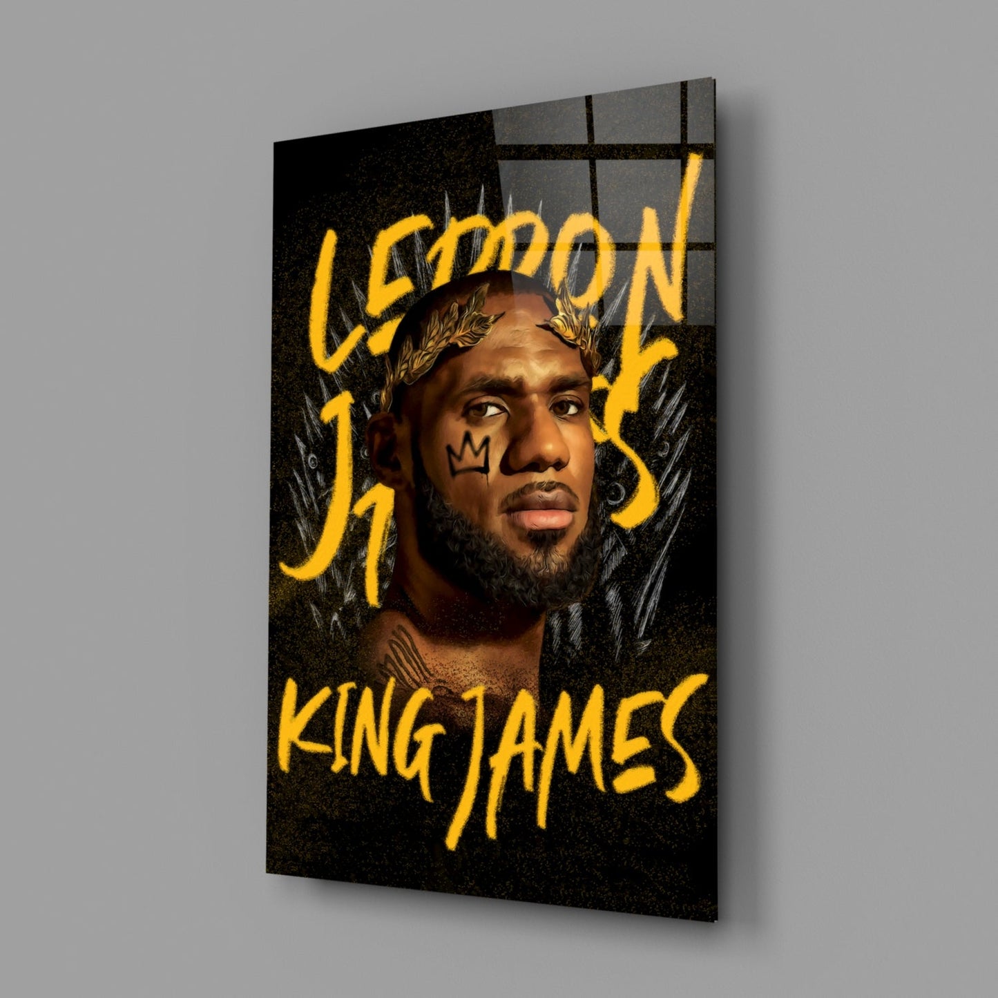 Crowned Basketball Champion Glass Wall Art || Designer Collection