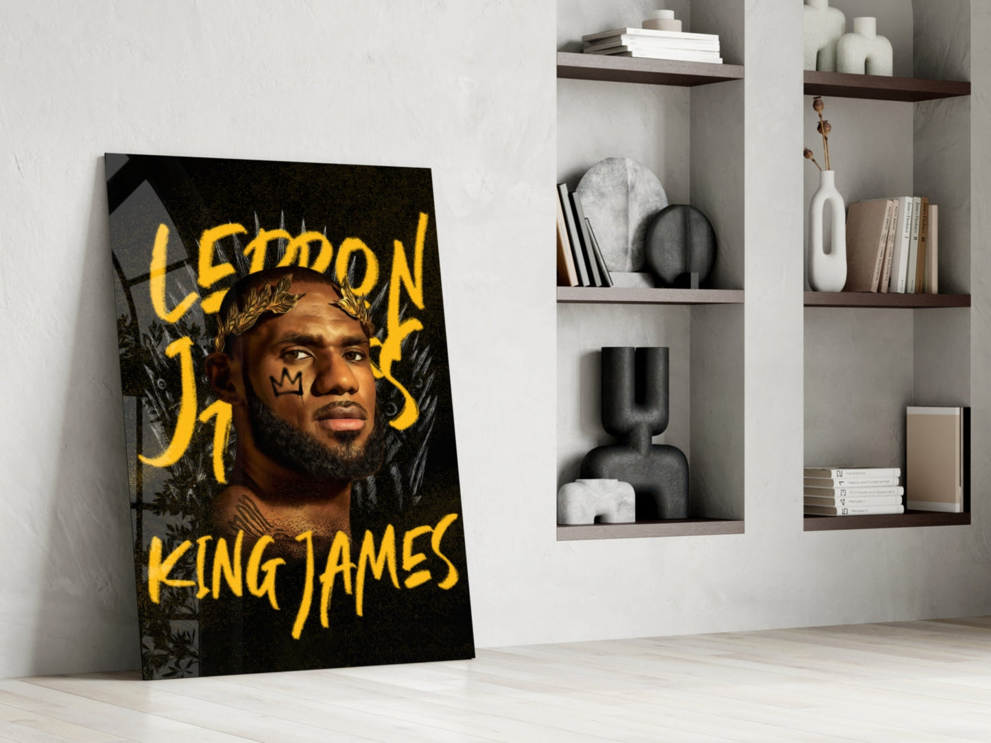 Crowned Basketball Champion Glass Wall Art || Designer Collection
