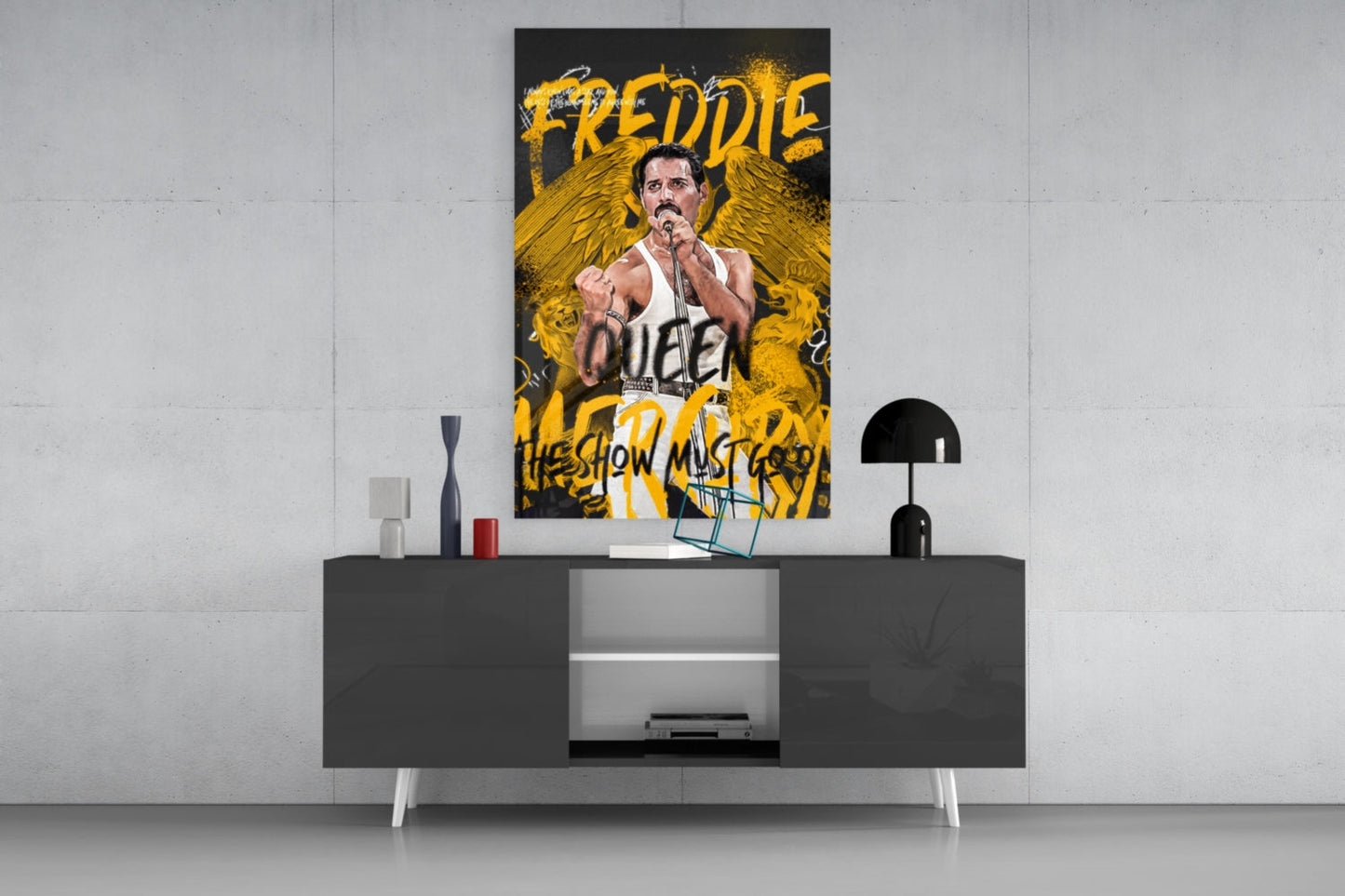 Rock Frontman in Crown Glass Wall Art || Designer Collection