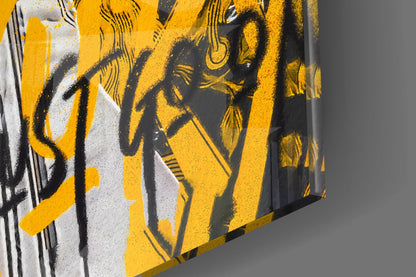 Rock Frontman in Crown Glass Wall Art || Designer Collection