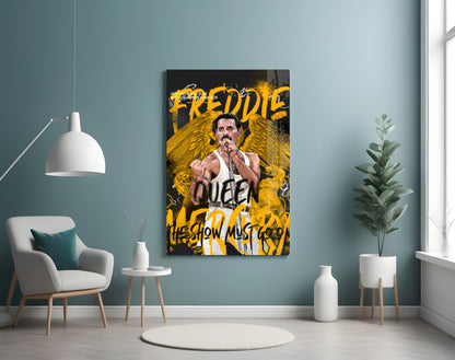 Rock Frontman in Crown Glass Wall Art || Designer Collection