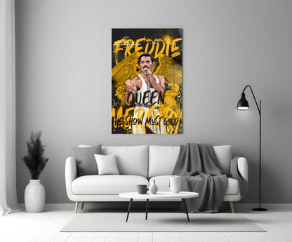 Rock Frontman in Crown Glass Wall Art || Designer Collection