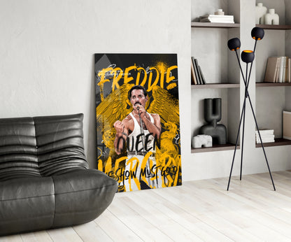 Rock Frontman in Crown Glass Wall Art || Designer Collection