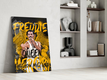 Rock Frontman in Crown Glass Wall Art || Designer Collection