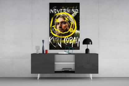 Grunge Guitarist Portrait Glass Wall Art || Designer Collection