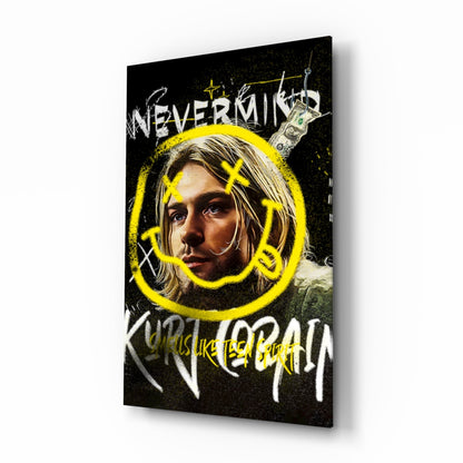 Grunge Guitarist Portrait Glass Wall Art || Designer Collection