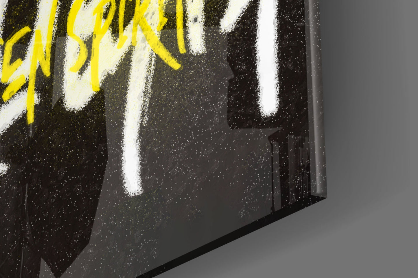 Grunge Guitarist Portrait Glass Wall Art || Designer Collection