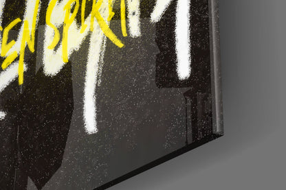 Grunge Guitarist Portrait Glass Wall Art || Designer Collection
