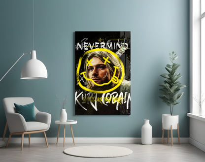 Grunge Guitarist Portrait Glass Wall Art || Designer Collection
