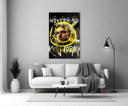 Grunge Guitarist Portrait Glass Wall Art || Designer Collection