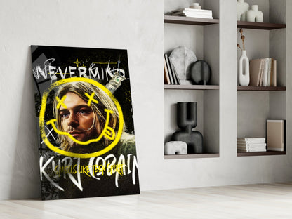 Grunge Guitarist Portrait Glass Wall Art || Designer Collection