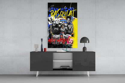 Yellow Graffiti Boxing Duo Pop Glass Wall Art