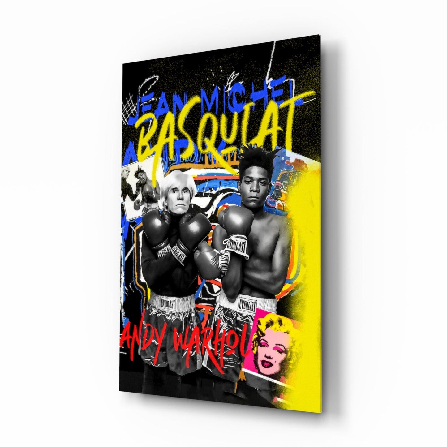 Yellow Graffiti Boxing Duo Pop Glass Wall Art