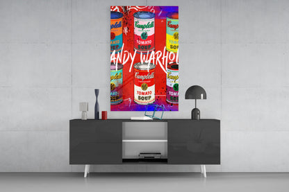 Pop Art Tin Cans Portrait Glass Wall Art || Designer Collection