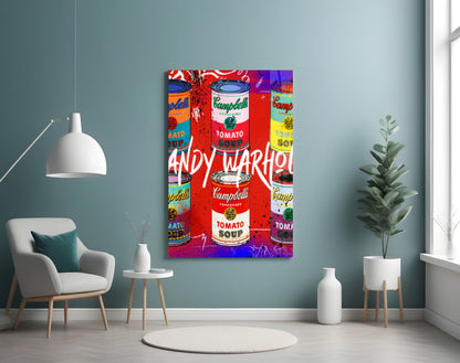 Pop Art Tin Cans Portrait Glass Wall Art || Designer Collection