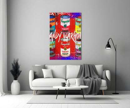 Pop Art Tin Cans Portrait Glass Wall Art || Designer Collection