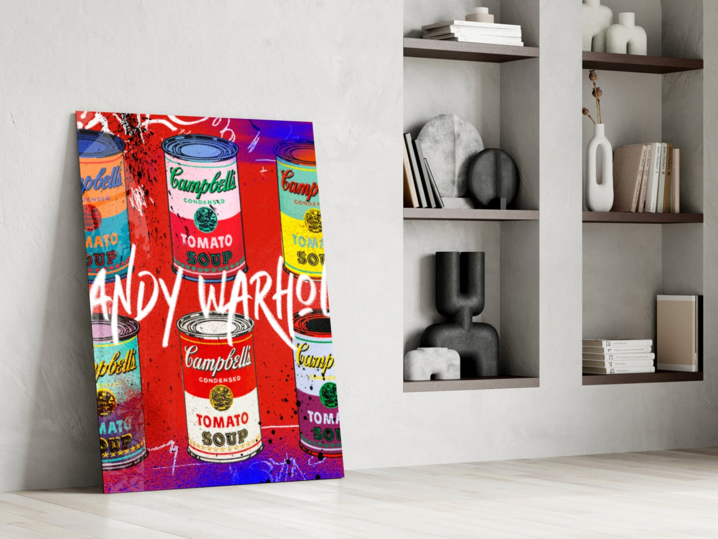 Pop Art Tin Cans Portrait Glass Wall Art || Designer Collection