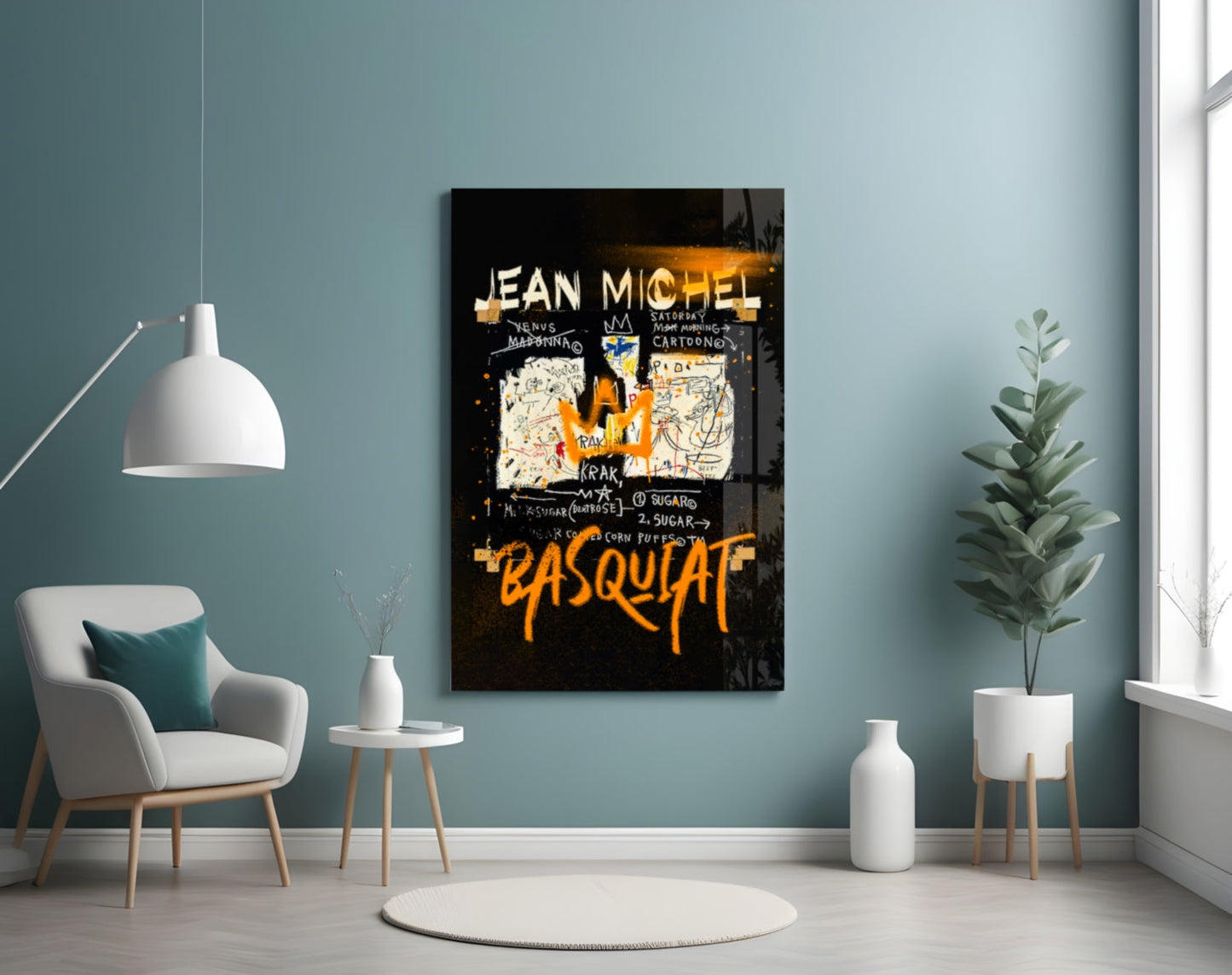 Orange Crown Cereal Graffiti Glass Wall Art