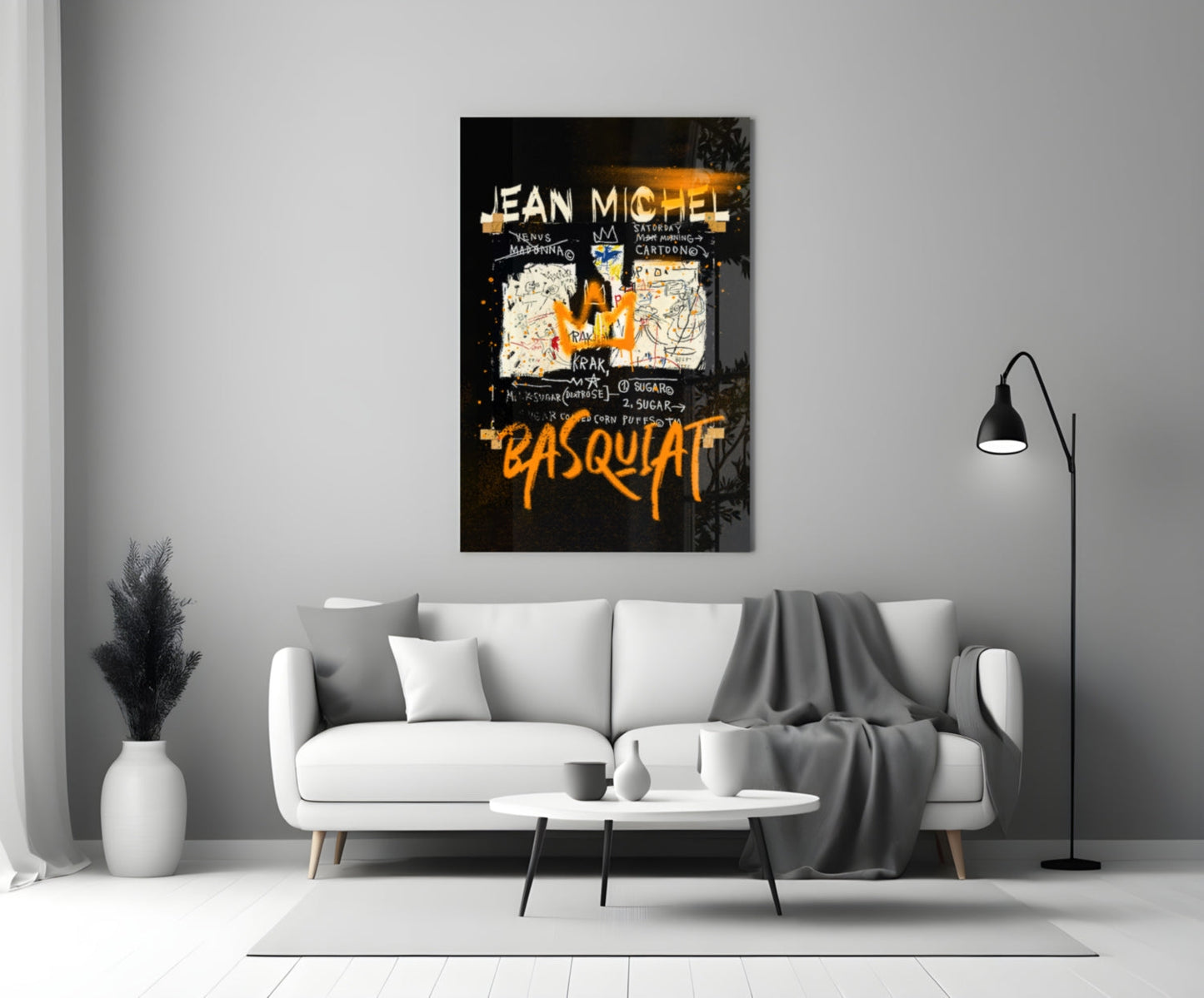 Orange Crown Cereal Graffiti Glass Wall Art