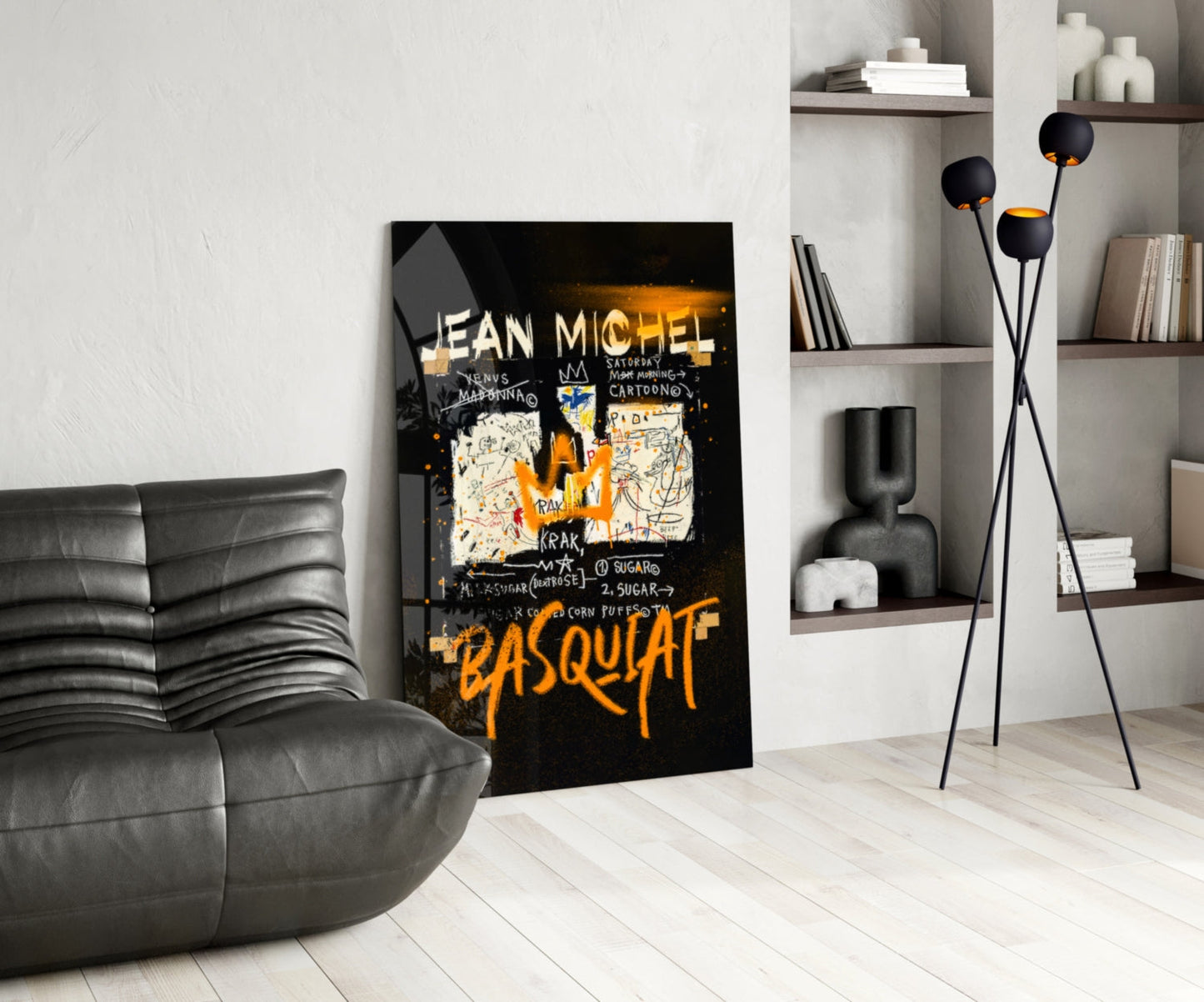 Orange Crown Cereal Graffiti Glass Wall Art