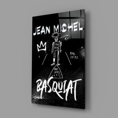 Black White Stick Figure Crown Glass Wall Art