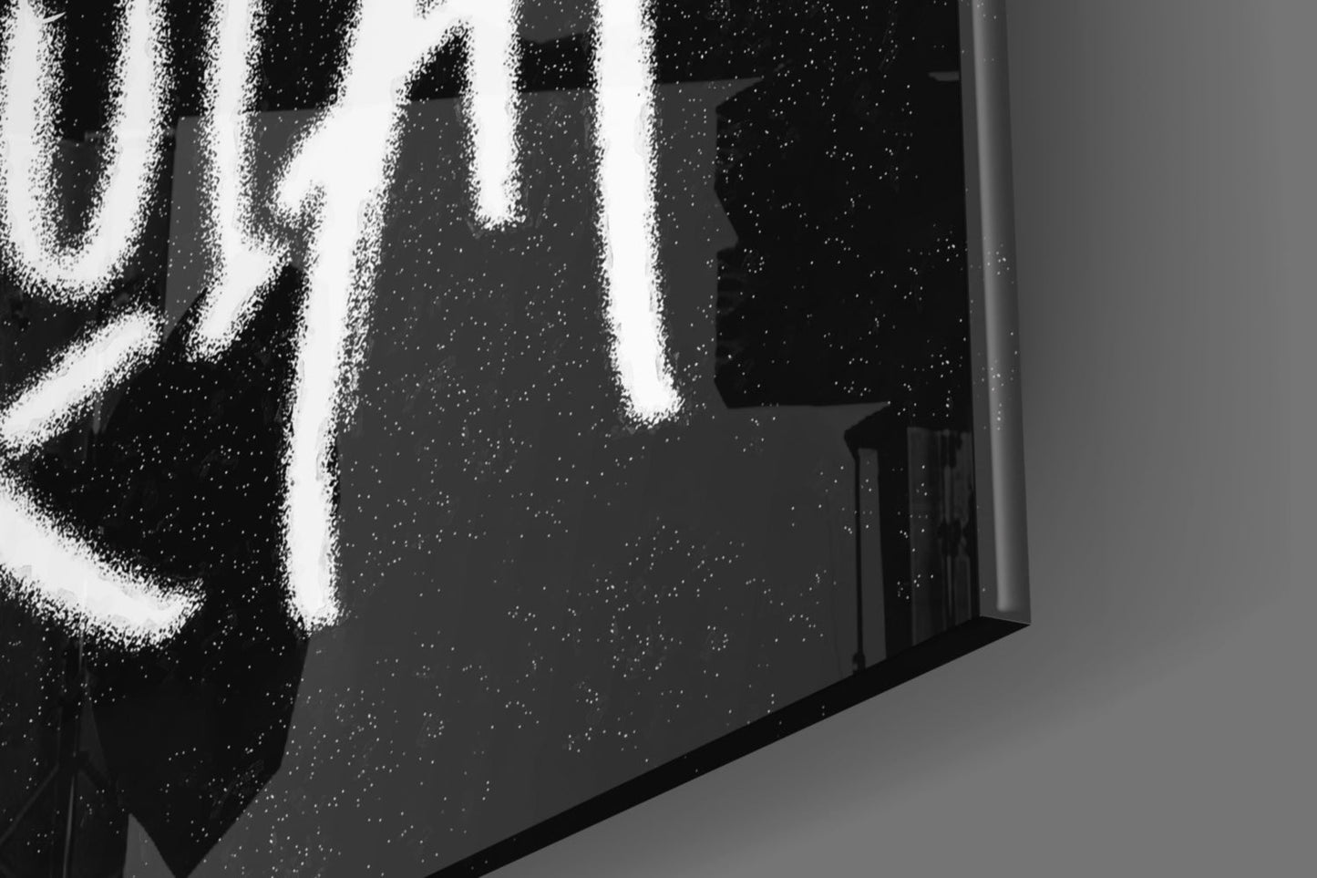 Black White Stick Figure Crown Glass Wall Art