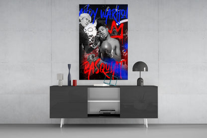 Red Blue Graffiti Boxers Clash Glass Wall Art