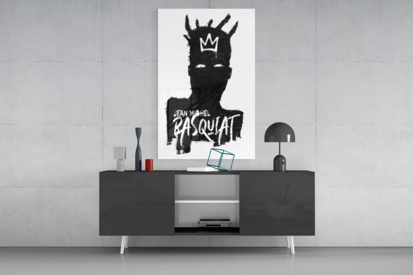 Black Silhouette Crowned King Glass Wall Art