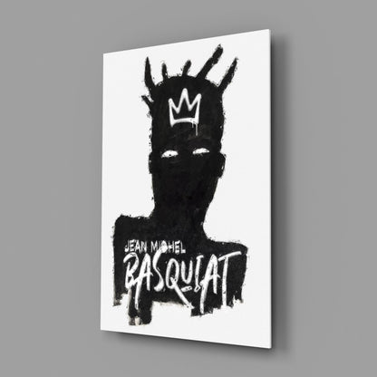 Black Silhouette Crowned King Glass Wall Art