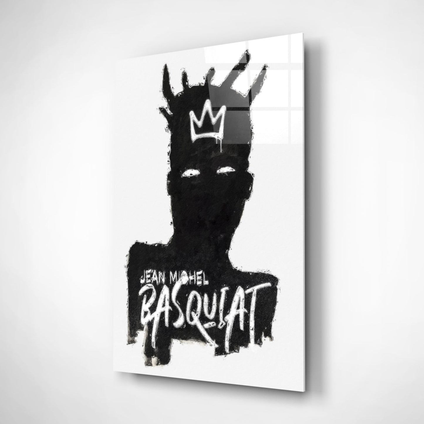 Black Silhouette Crowned King Glass Wall Art
