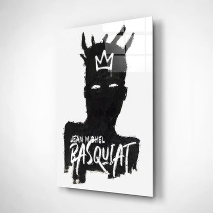 Black Silhouette Crowned King Glass Wall Art