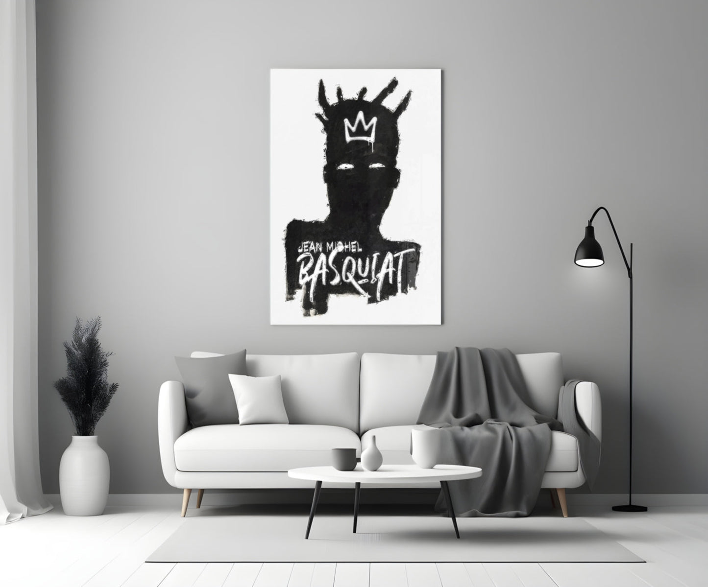 Black Silhouette Crowned King Glass Wall Art