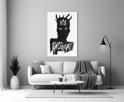 Black Silhouette Crowned King Glass Wall Art