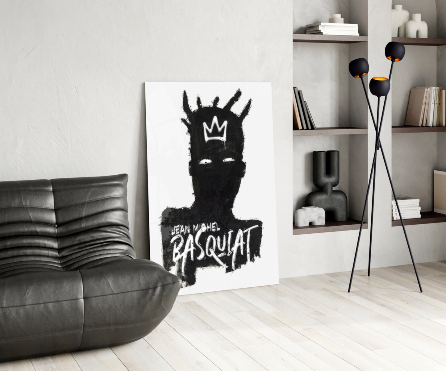Black Silhouette Crowned King Glass Wall Art