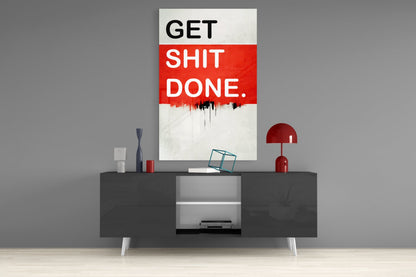 Red Block Bold Motivation Typography Glass Wall Art