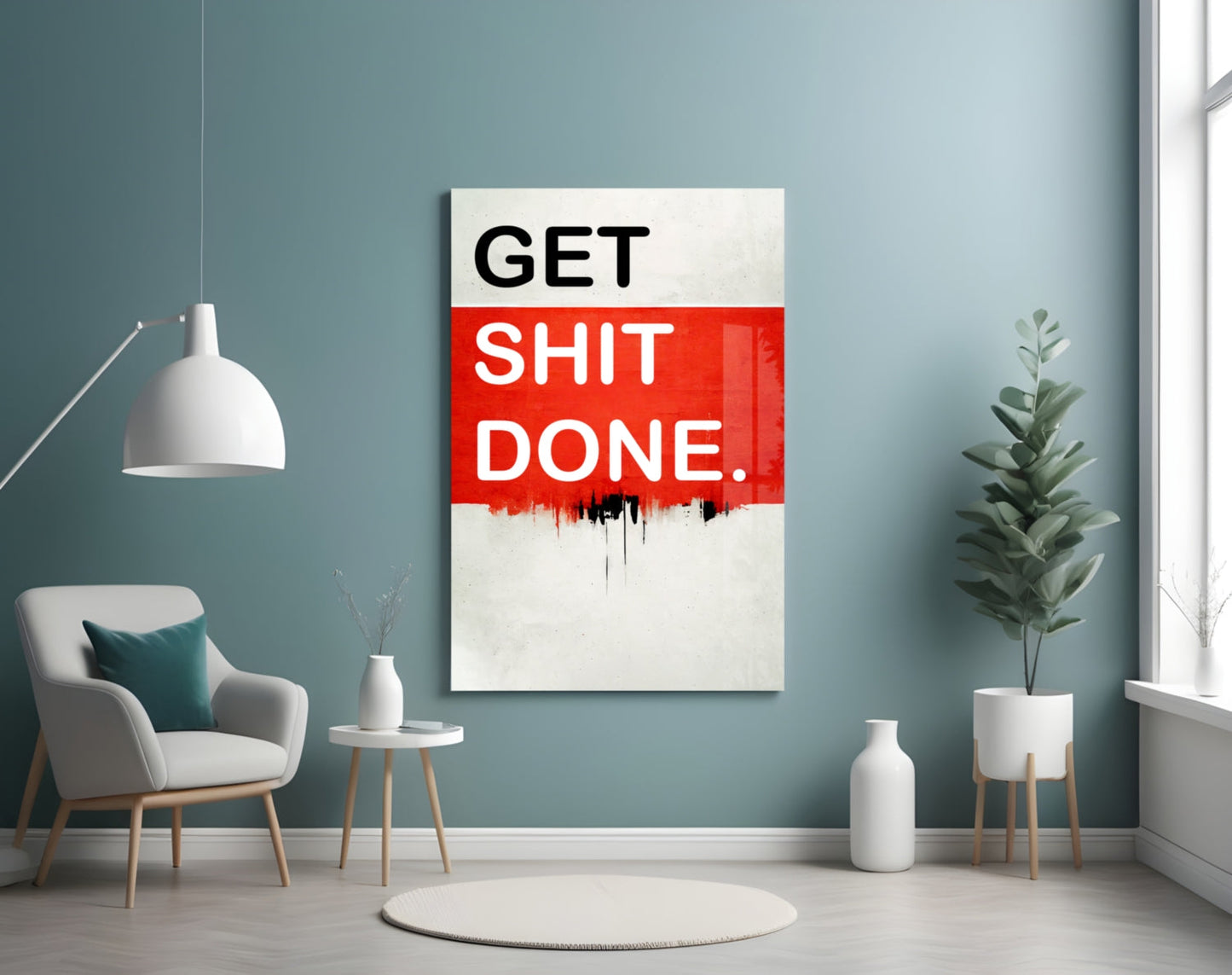 Red Block Bold Motivation Typography Glass Wall Art