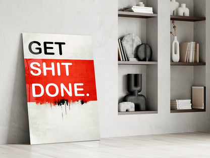Red Block Bold Motivation Typography Glass Wall Art