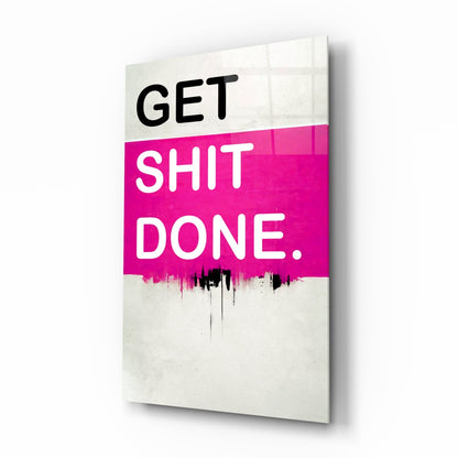 Hot Pink Block Motivation Typography Glass Wall Art
