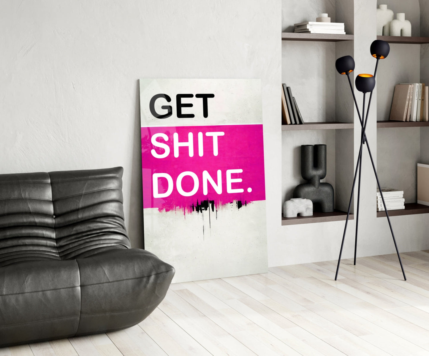 Hot Pink Block Motivation Typography Glass Wall Art
