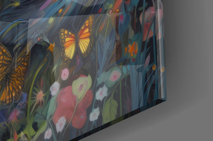 Butterfly Meadow Orange Fox Glass Wall Art