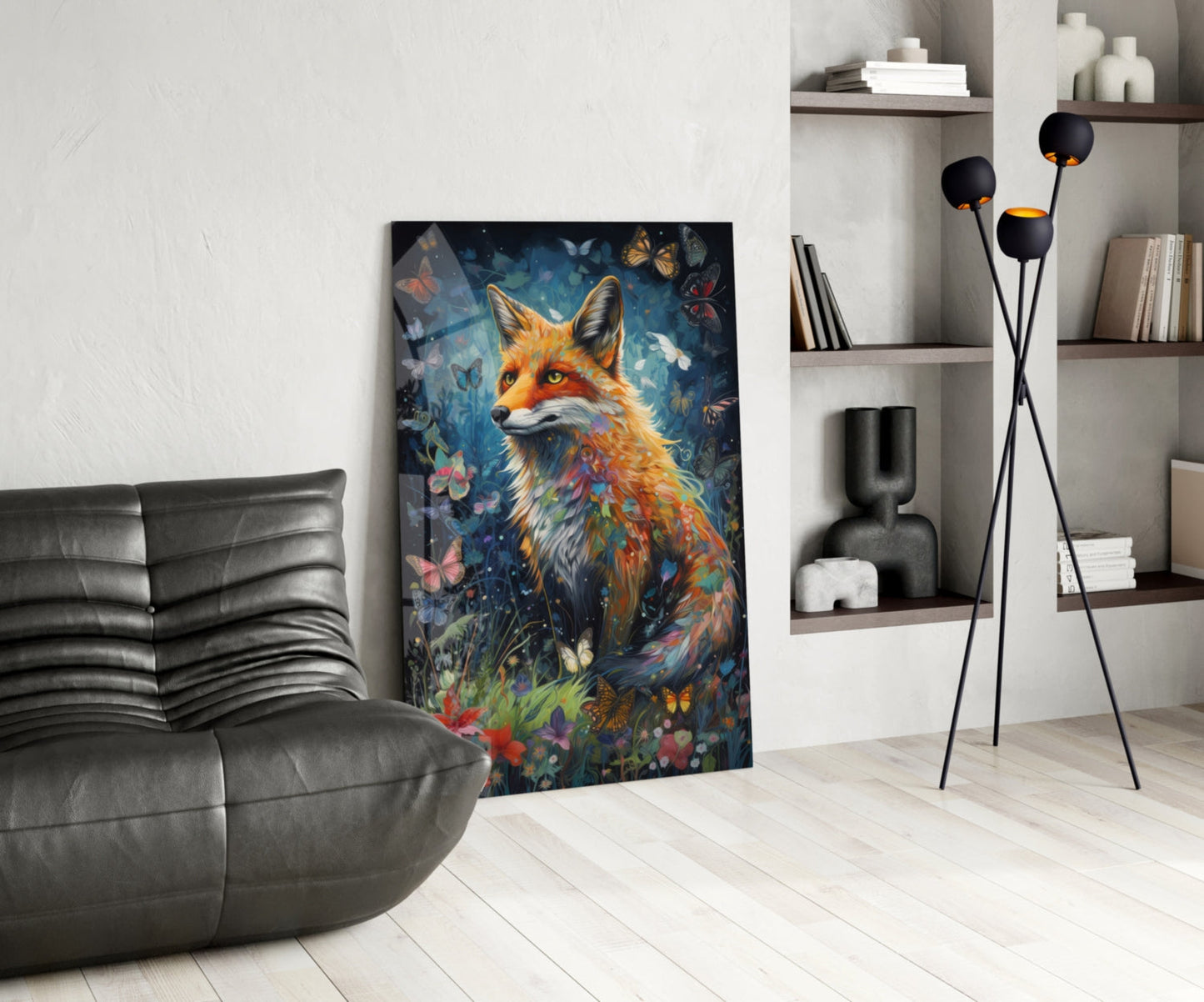 Butterfly Meadow Orange Fox Glass Wall Art