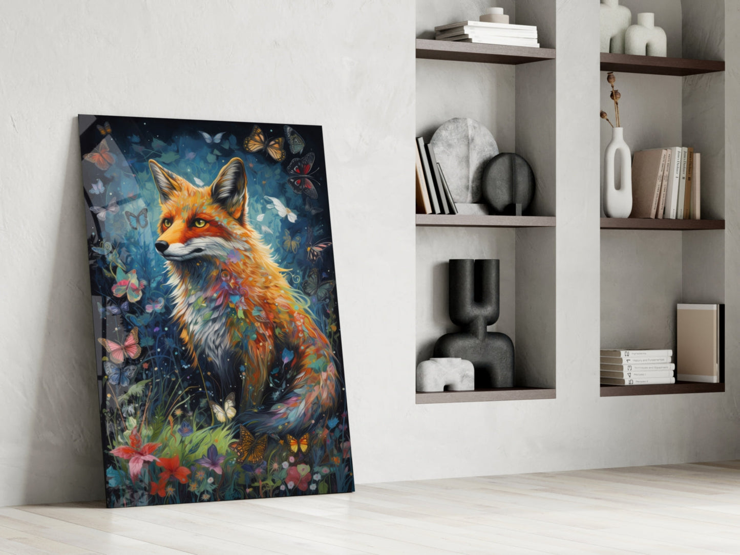 Butterfly Meadow Orange Fox Glass Wall Art