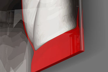 White Hat Red Lips Cigar Lady Glass Wall Art