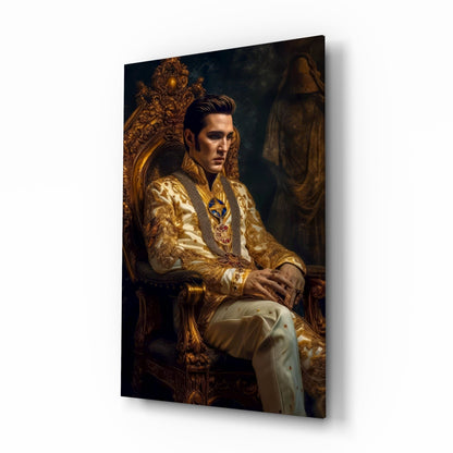 Ivory Gold Coat Prince Throne Glass Wall Art