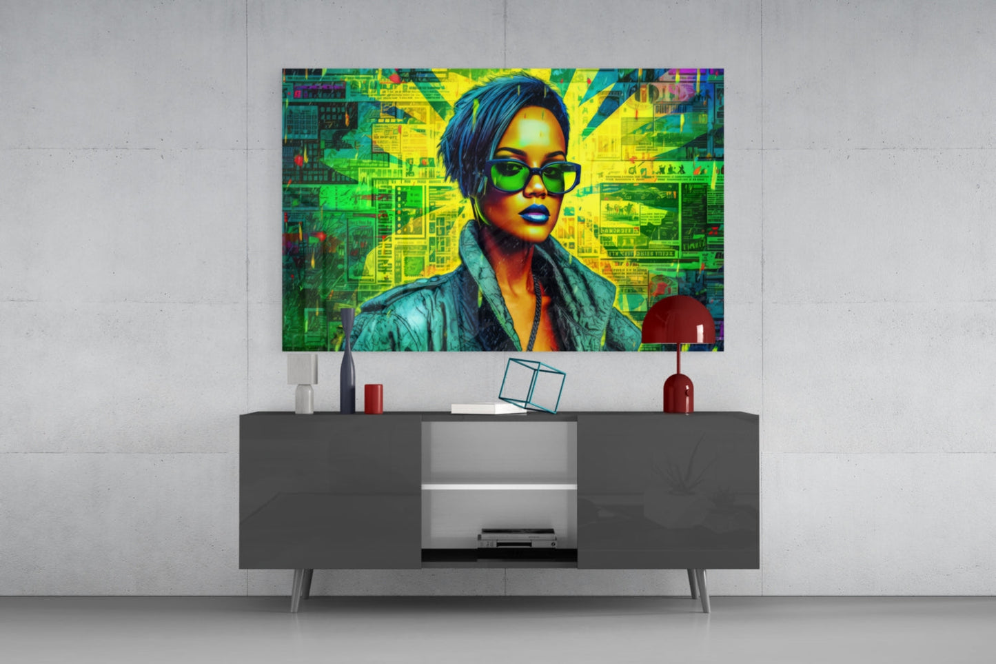 Modern Pop Diva Portrait Glass Wall Art || Designer Collection